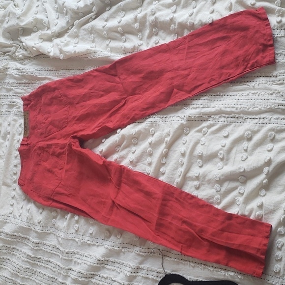 Beautiful vintage Esprit 100% linen red pants high waisted straight leg - Picture 7 of 9